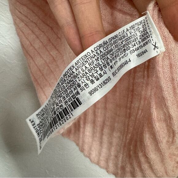 Zara Pink Alpaca Wool Blend Ribbed Turtleneck Sweater Womens S Pullo Preppy Fall - Picture 3 of 9